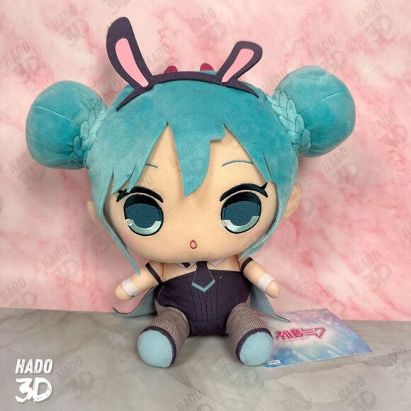 Hatsune Miku Kyurumaru Plush Toy Doll Black Bunny 10IN by FuRyu NEW US SELLER - Picture 3 of 8